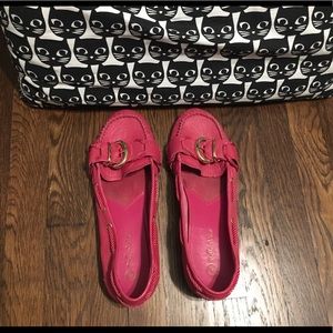 Bella-Vita pink loafers with gold hardware